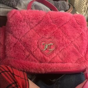 Juicy Couture Vibrant Pink Faux Fur Shoulder Bag